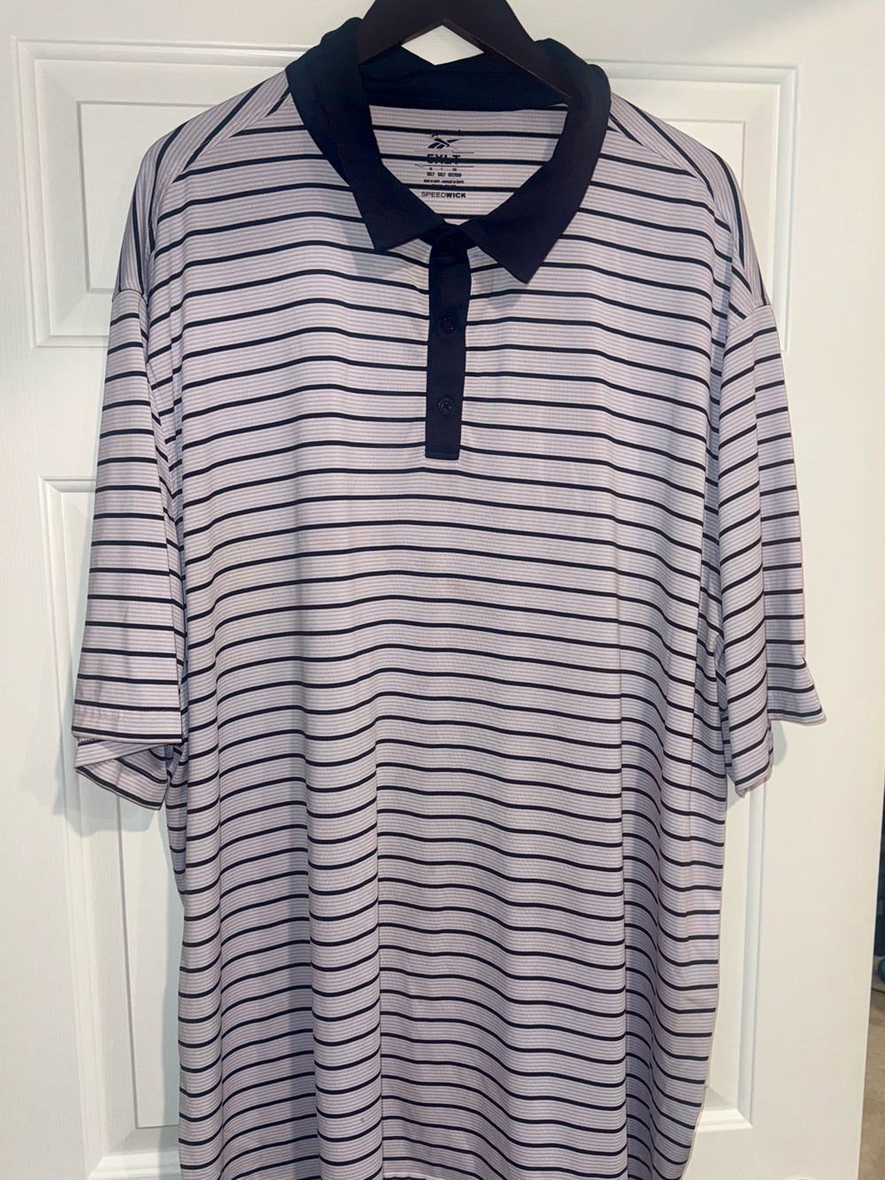Men's Striped Polo Shirt - Black Collar, White & Black Stripes